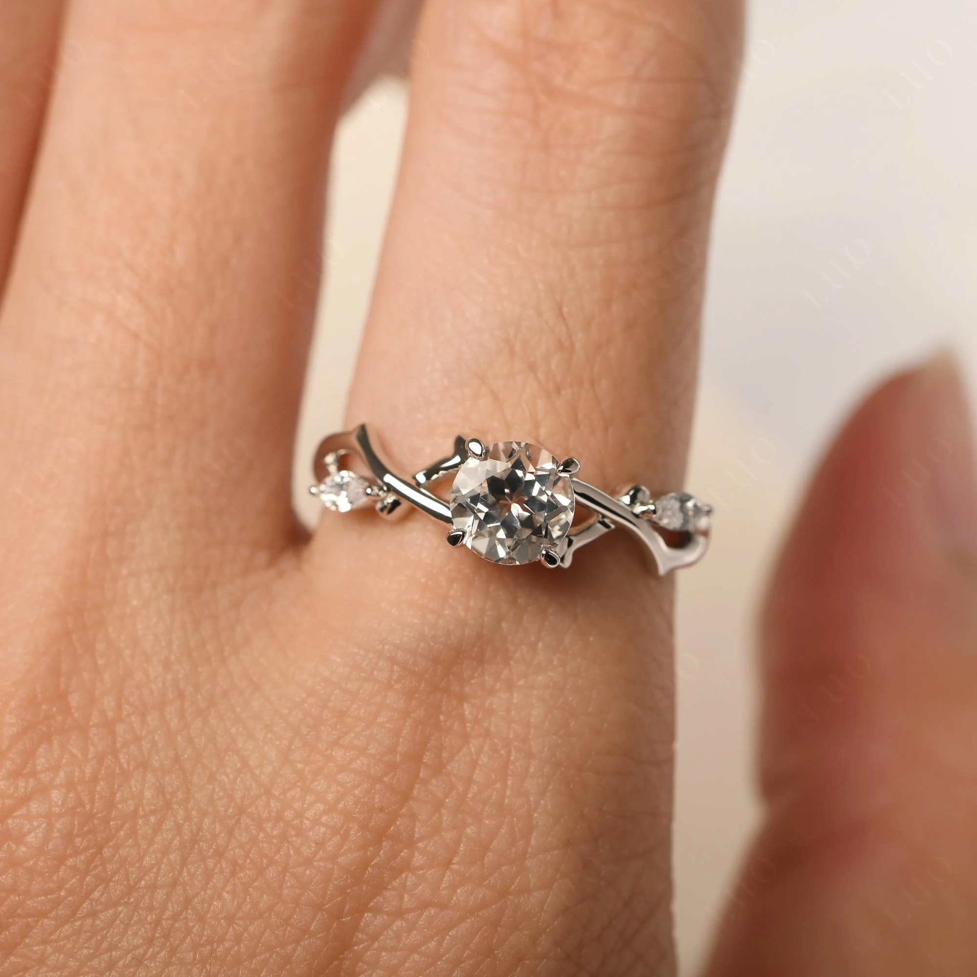 White Topaz Twig Promise Ring - Image 33