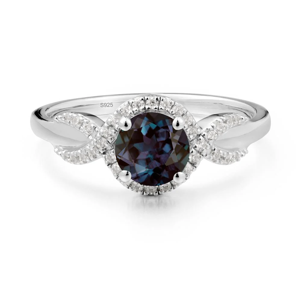 Twist Band Alexandrite Halo Ring - Image 6