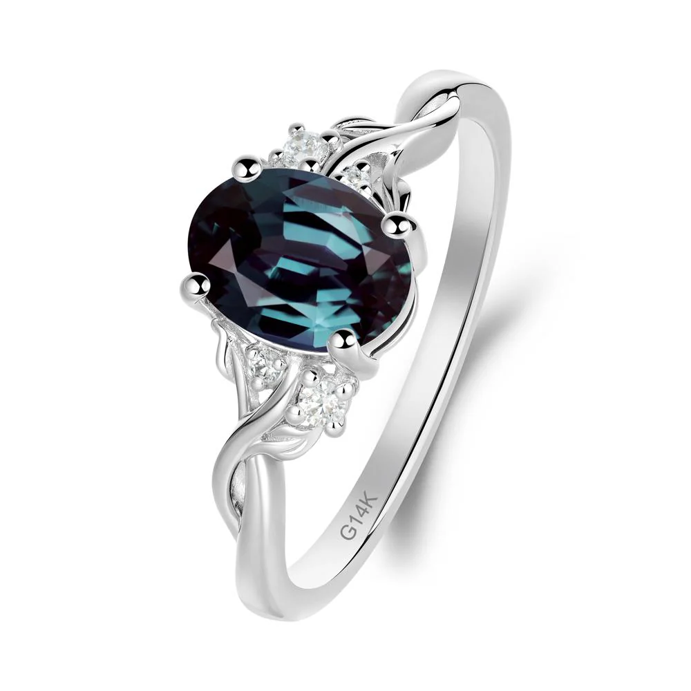 Twist Band Alexandrite Leaf Ring