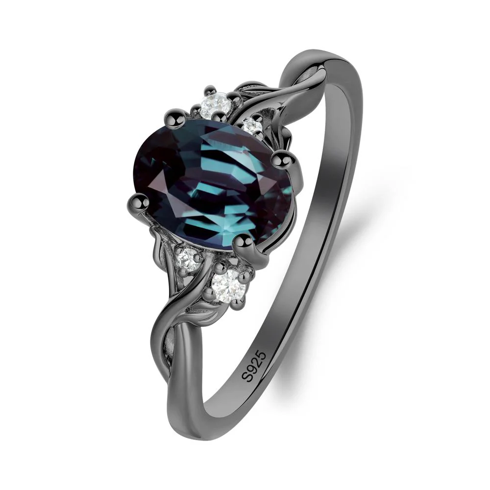 Twist Band Alexandrite Leaf Ring - Image 6