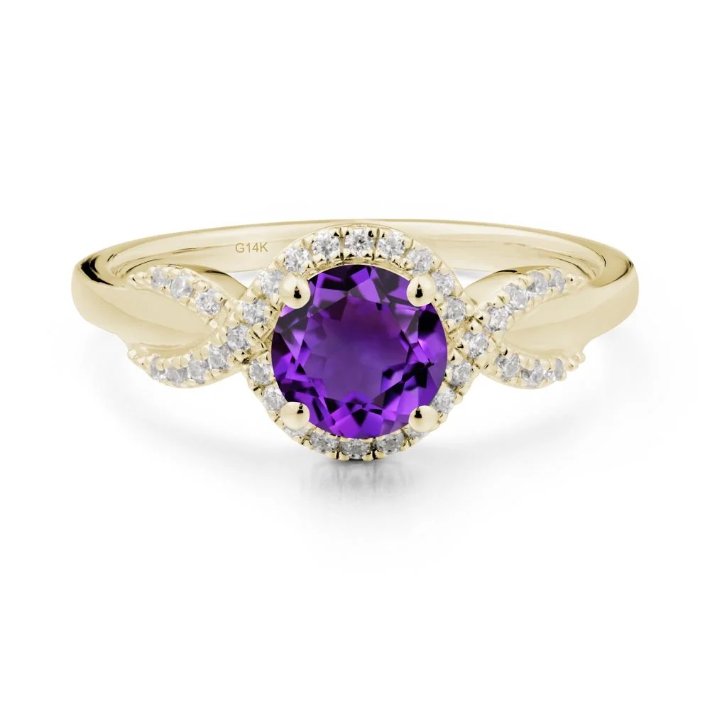 Twist Band Amethyst Engagement Ring