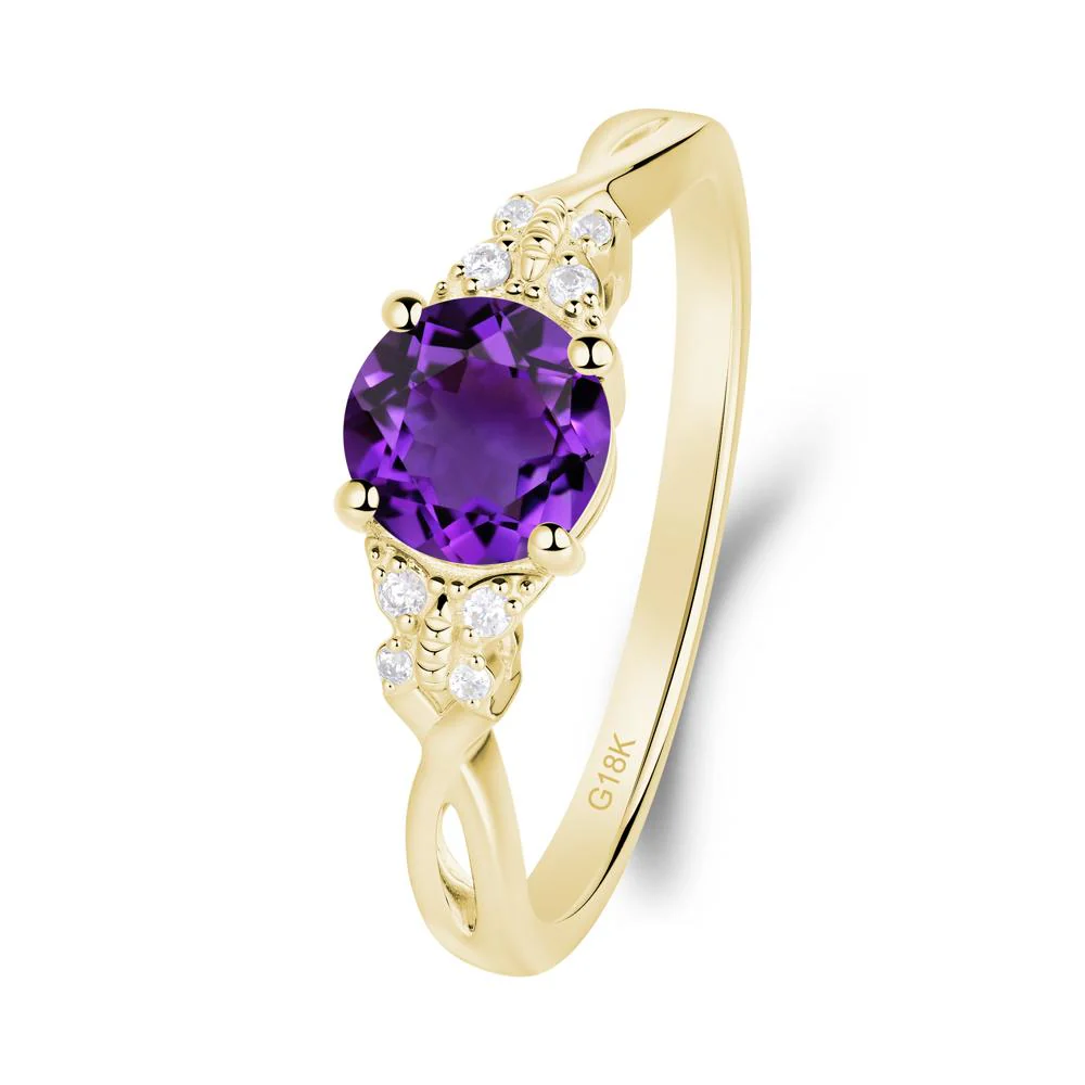 Twist Band Amethyst Ring with Butterfly Accent - Image 3