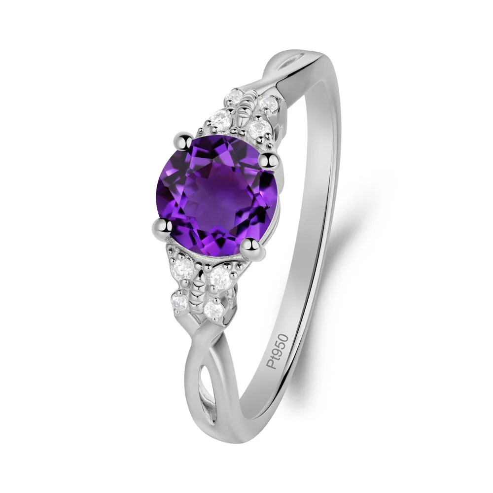 Twist Band Amethyst Ring with Butterfly Accent - Image 4