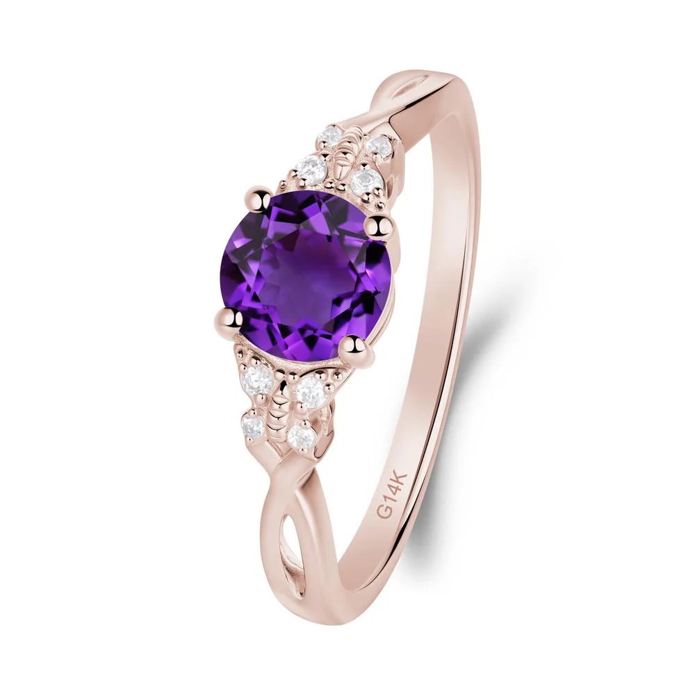 Twist Band Amethyst Ring with Butterfly Accent - Image 7