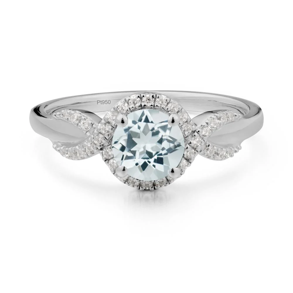 Twist Band Aquamarine Engagement Ring