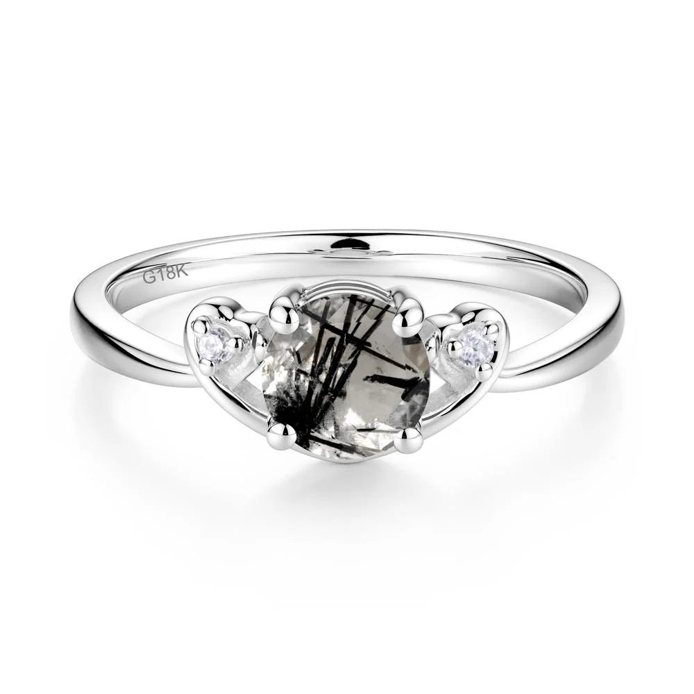 Twist Band Black Rutilated Quartz Promise Ring - Image 3