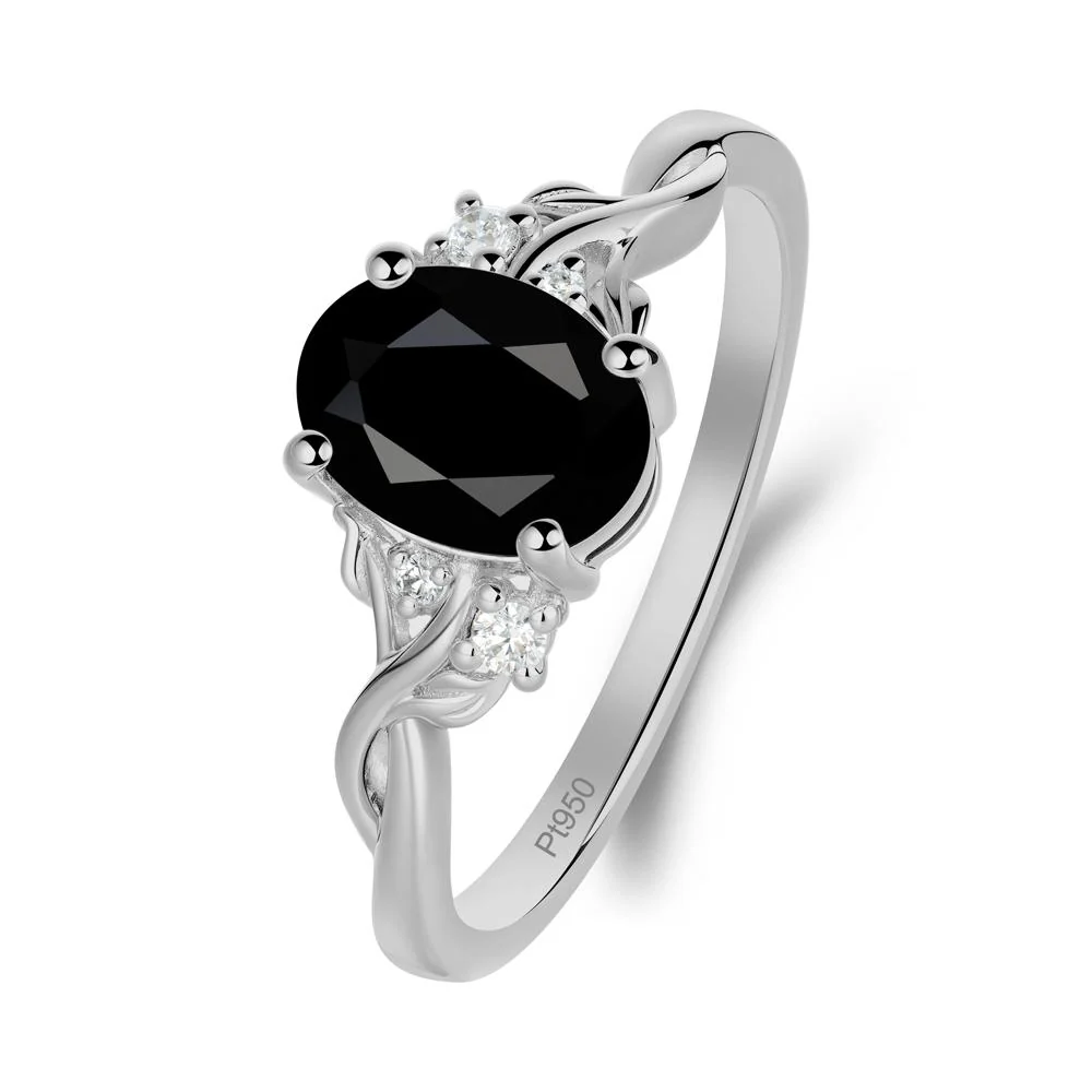 Twist Band Black Spinel Leaf Ring - Image 3