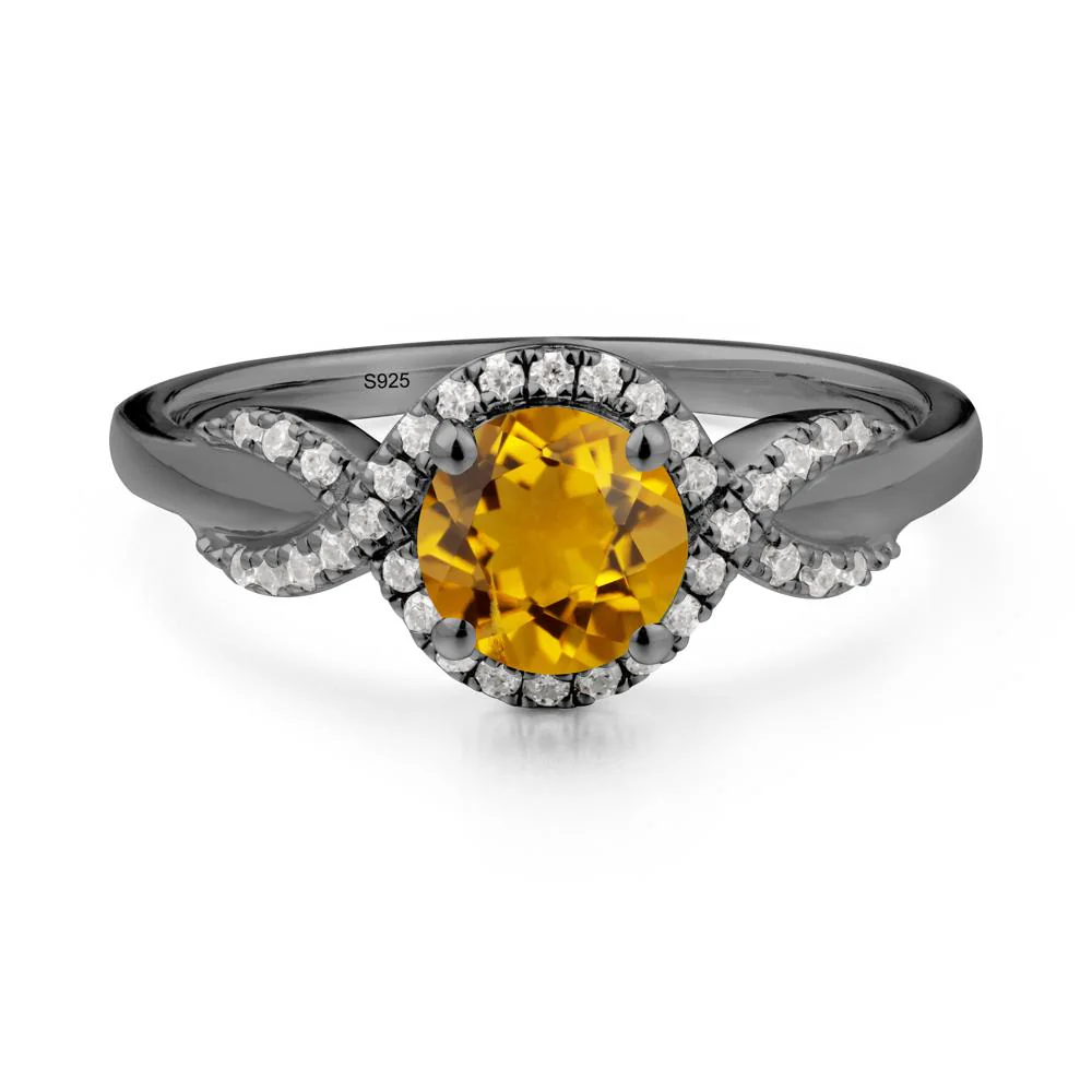 Twist Band Citrine Halo Ring - Image 3
