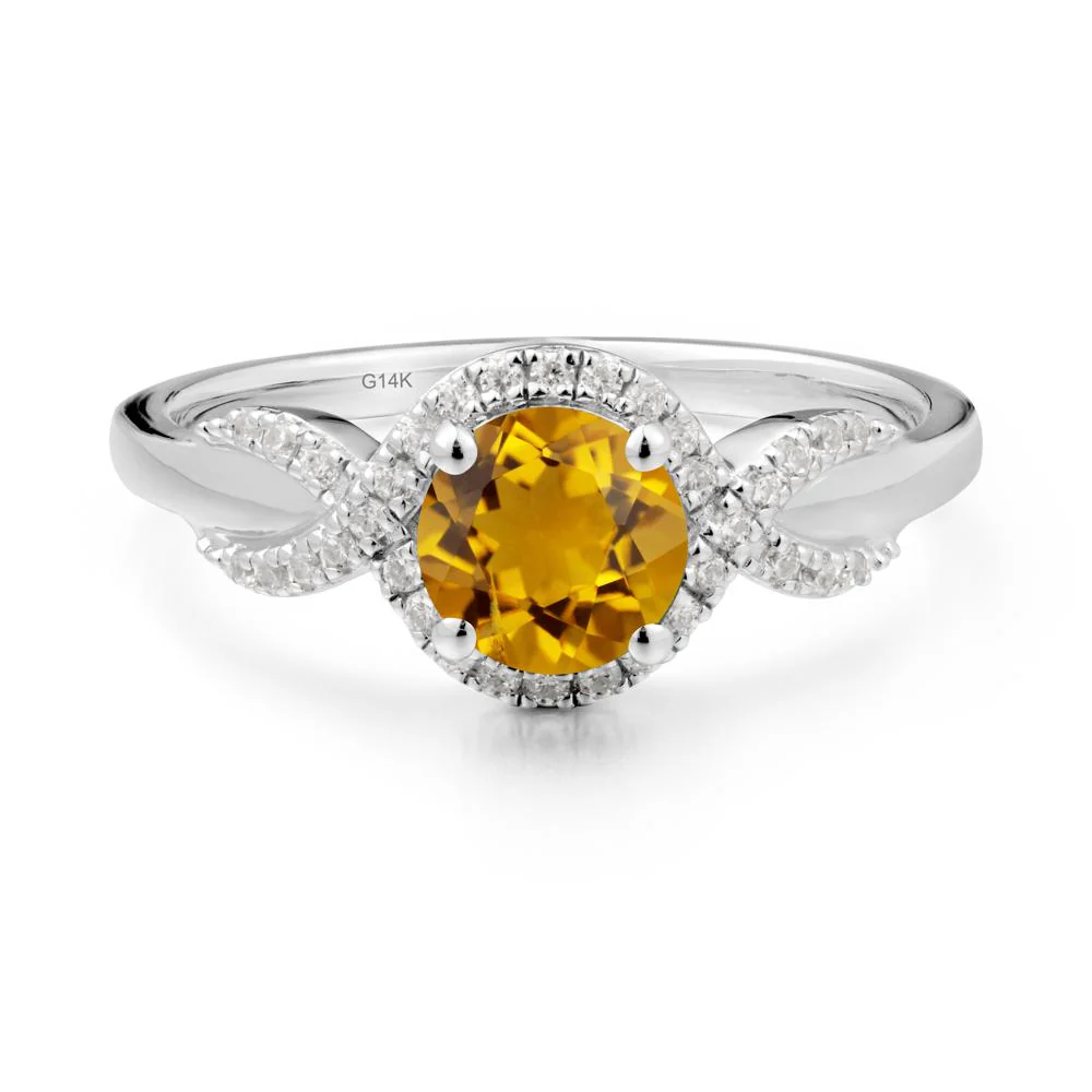 Twist Band Citrine Halo Ring - Image 7