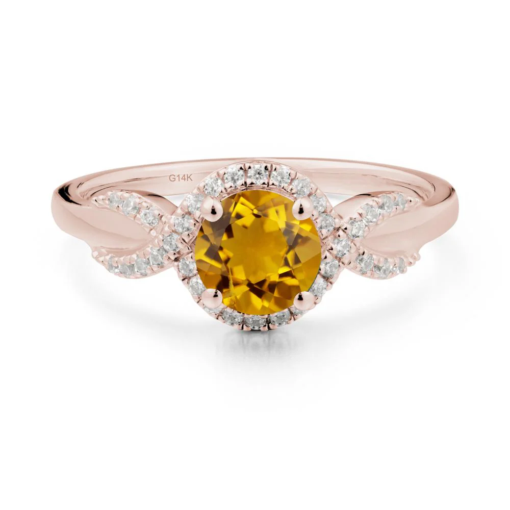 Twist Band Citrine Halo Ring - Image 8