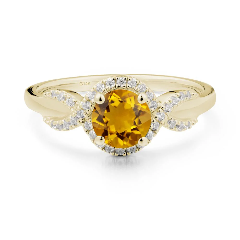 Twist Band Citrine Halo Ring - Image 9