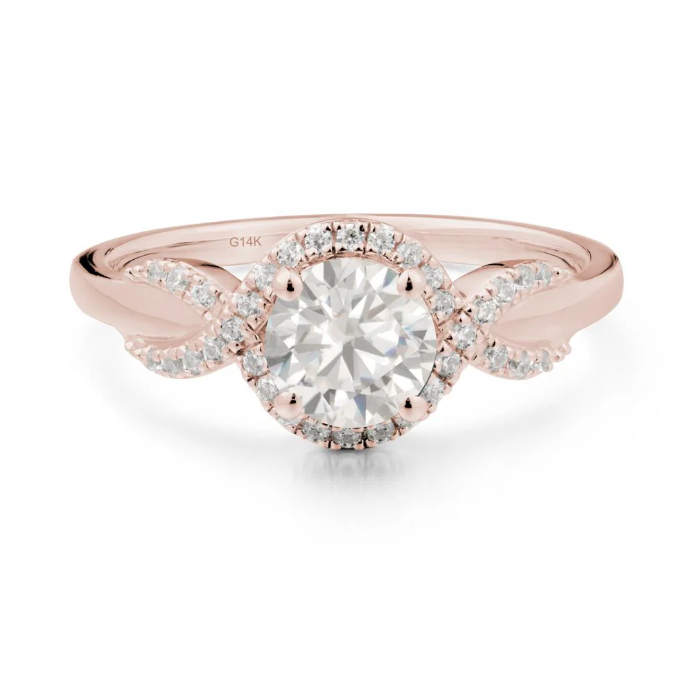 Twist Band Cubic Zirconia Halo Ring