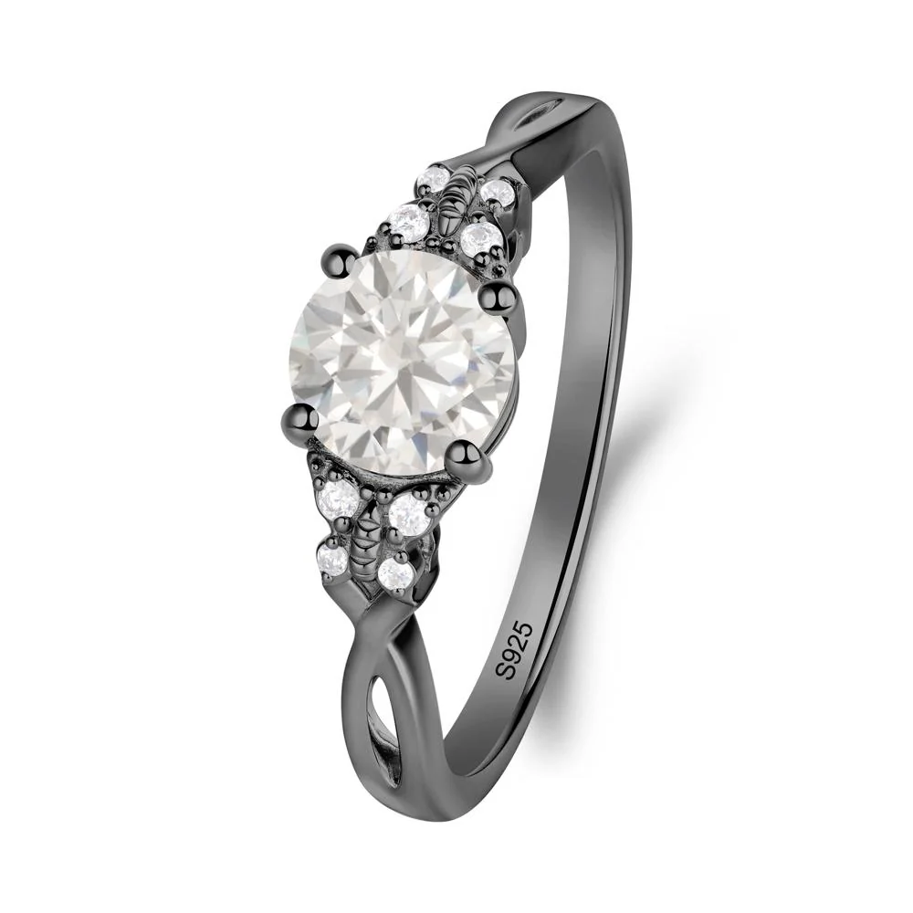 Twist Band Cubic Zirconia Ring with Butterfly Accent - Image 4