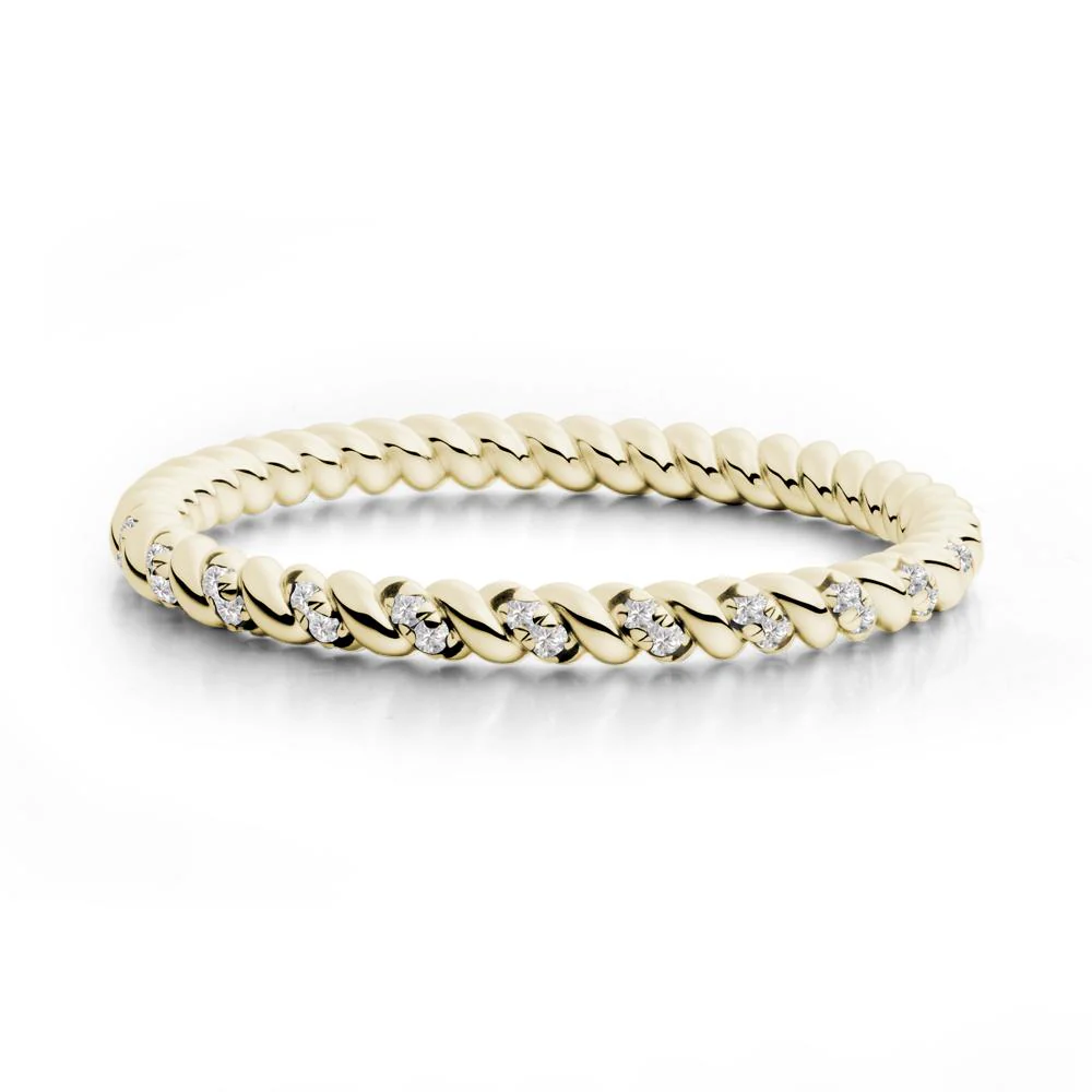 Twist Band Cubic Zirconia Wedding Ring