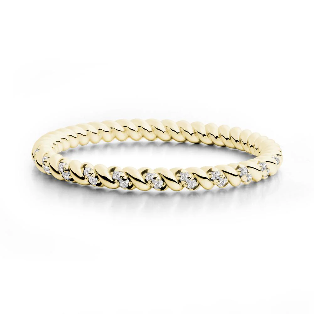 Twist Band Cubic Zirconia Wedding Ring - Image 5