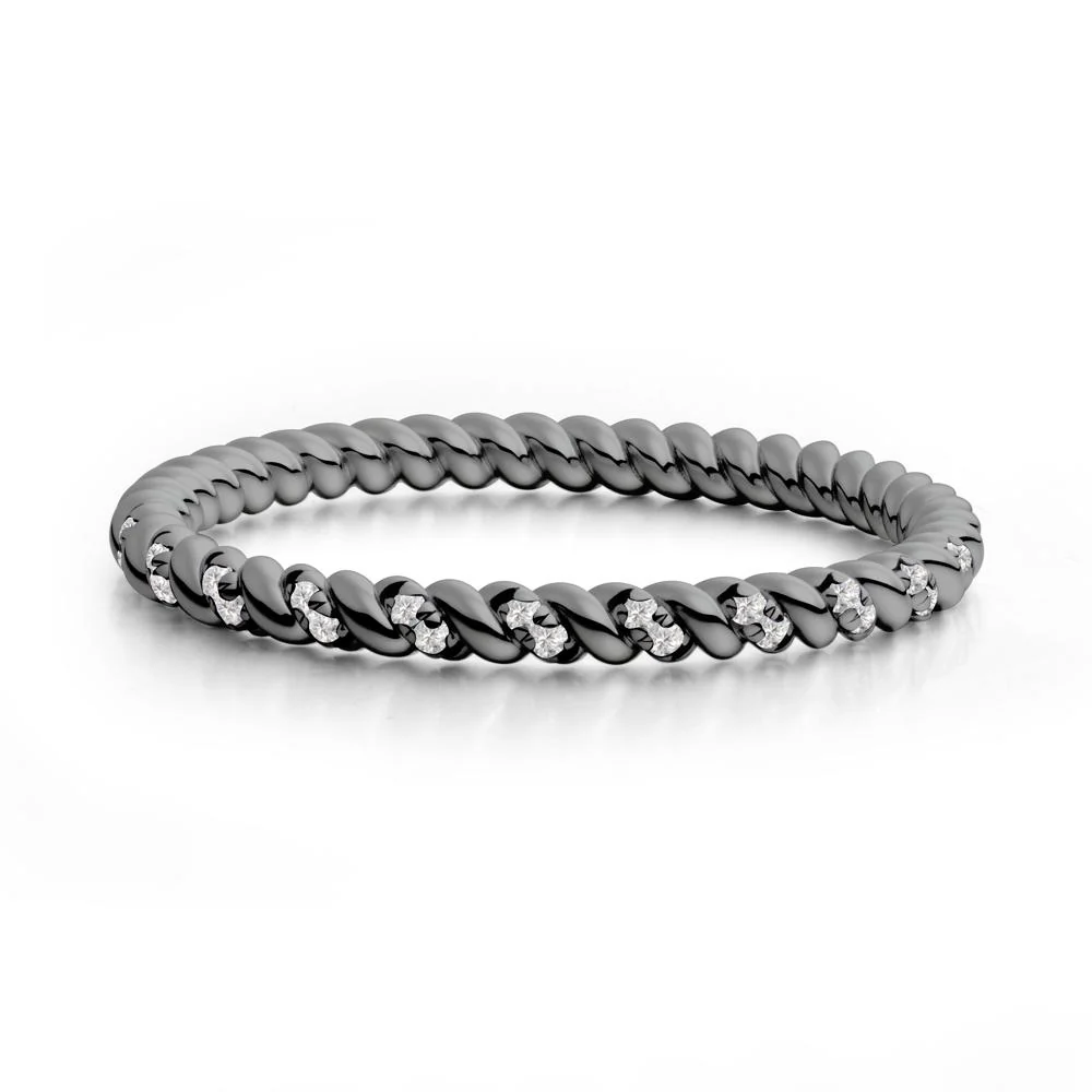 Twist Band Cubic Zirconia Wedding Ring - Image 6
