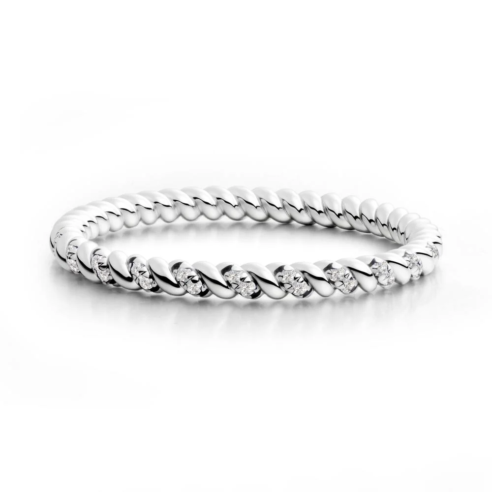 Twist Band Cubic Zirconia Wedding Ring - Image 8