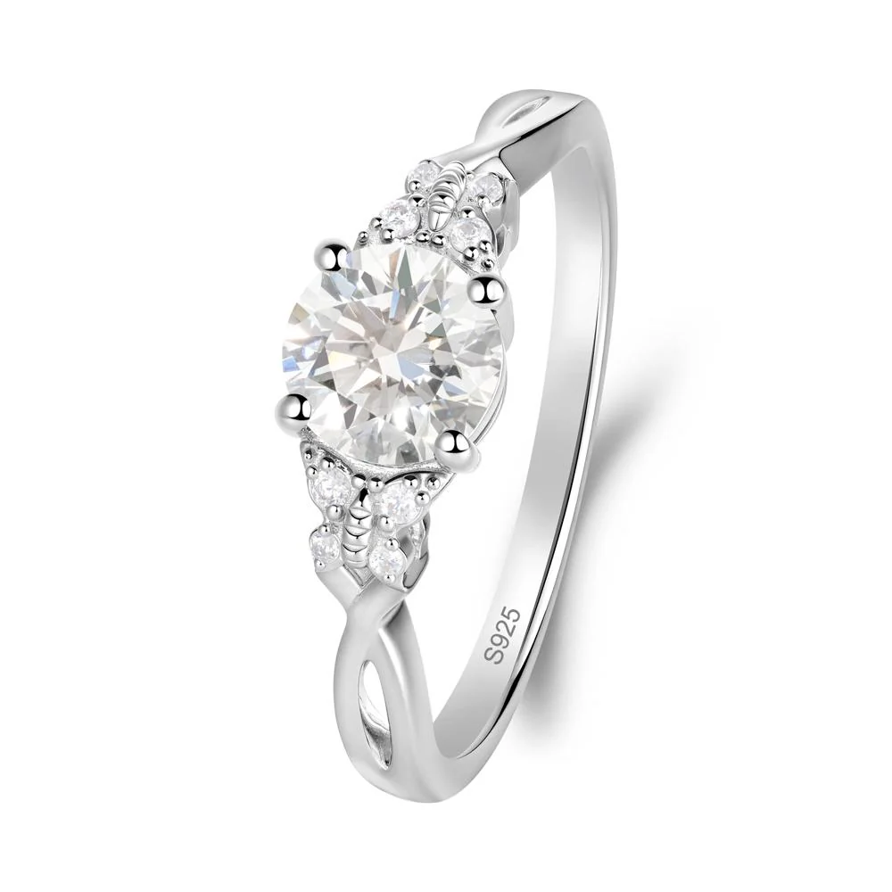 Twist Band Diamond Ring with Butterfly Accent