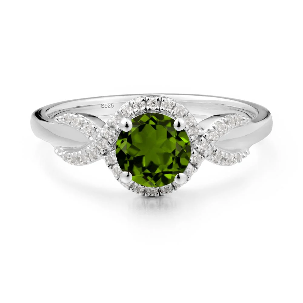Twist Band Diopside Engagement Ring