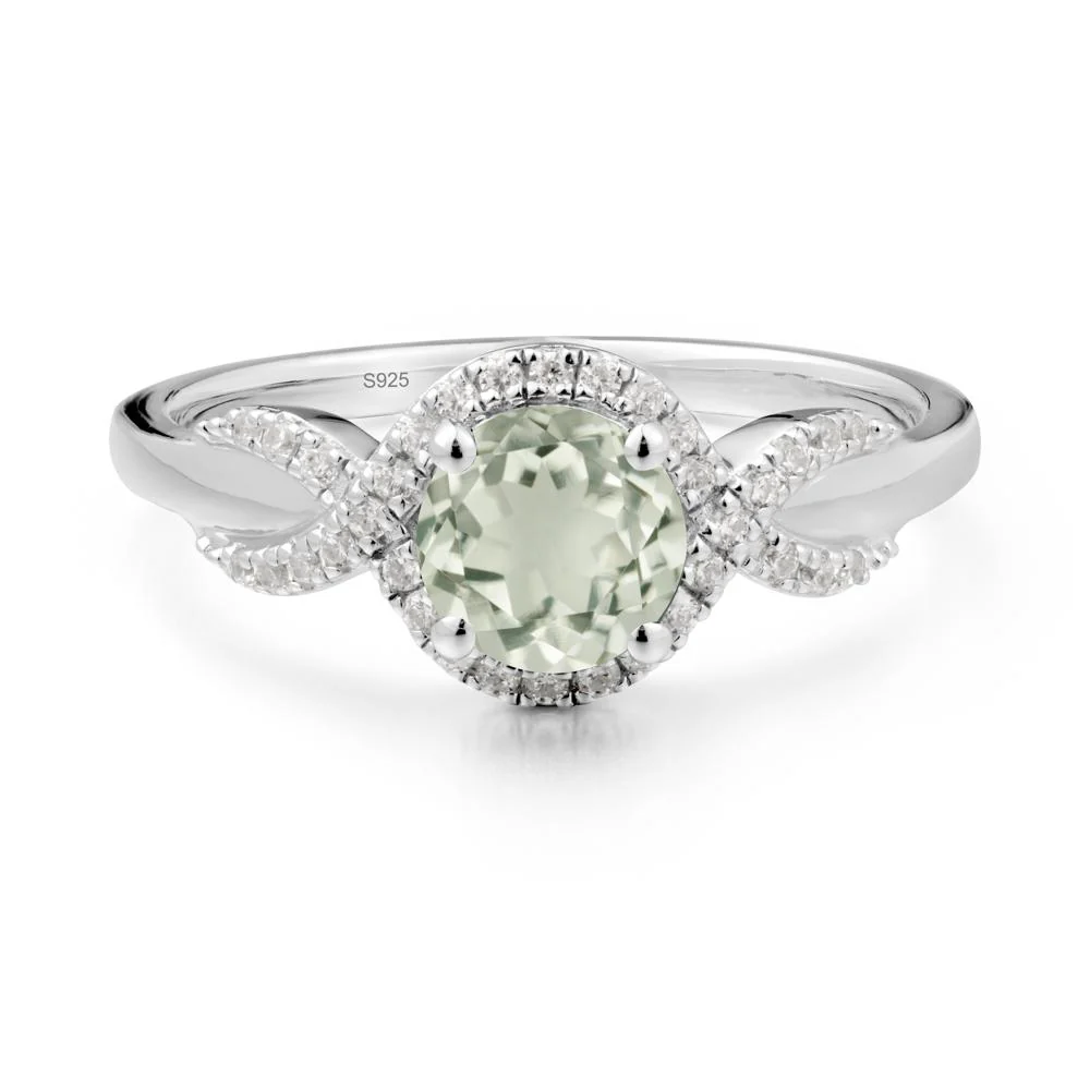 Twist Band Green Amethyst Halo Ring - Image 2