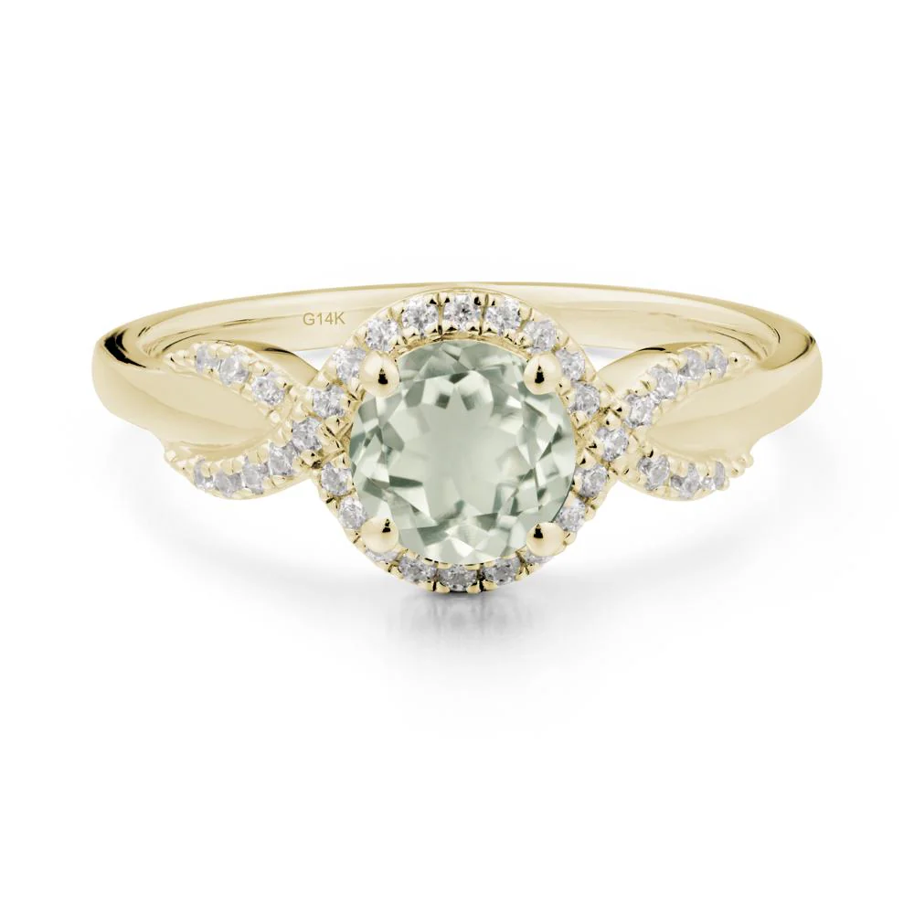 Twist Band Green Amethyst Halo Ring - Image 6