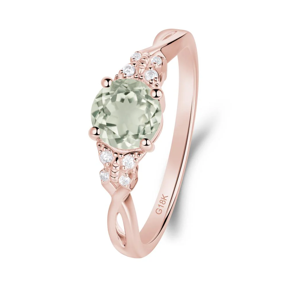 Twist Band Green Amethyst Ring with Butterfly Accent - Image 3