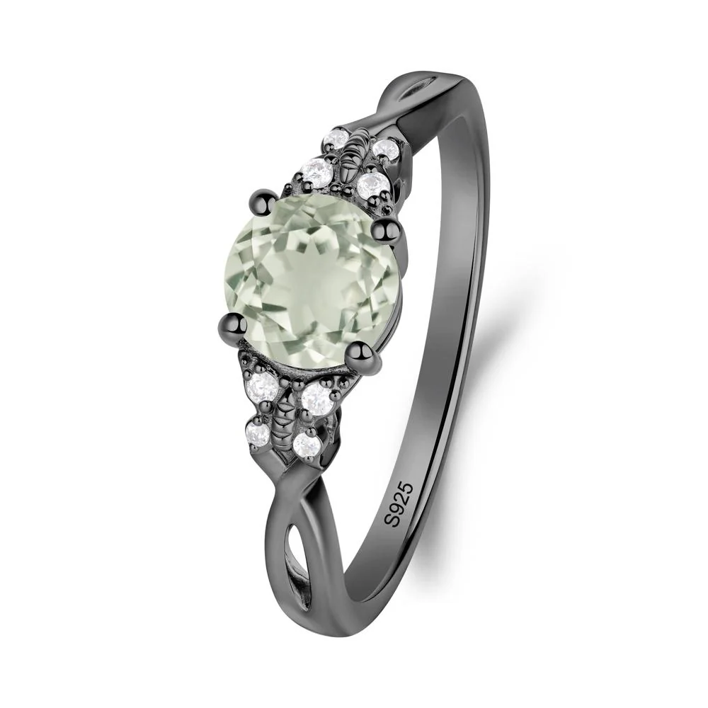 Twist Band Green Amethyst Ring with Butterfly Accent - Image 9