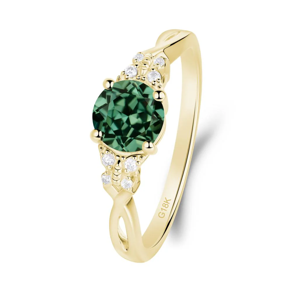 Twist Band Green Sapphire Ring with Butterfly Accent - Image 6