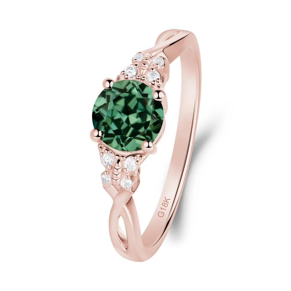Twist Band Green Sapphire Ring with Butterfly Accent - Image 9