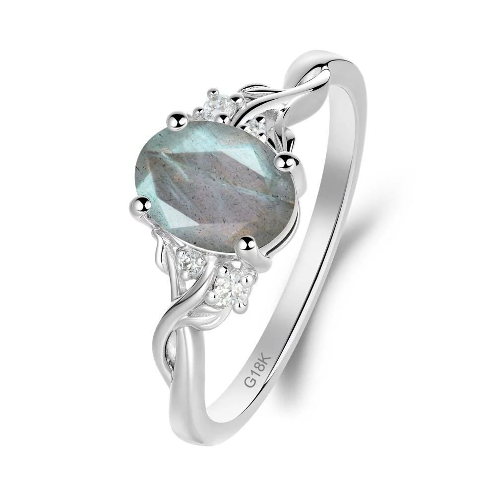 Twist Band Labradorite Leaf Ring - Image 2