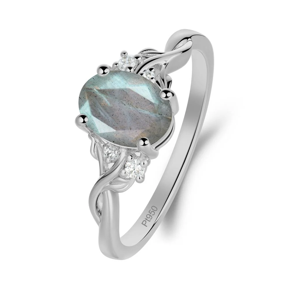 Twist Band Labradorite Leaf Ring - Image 4