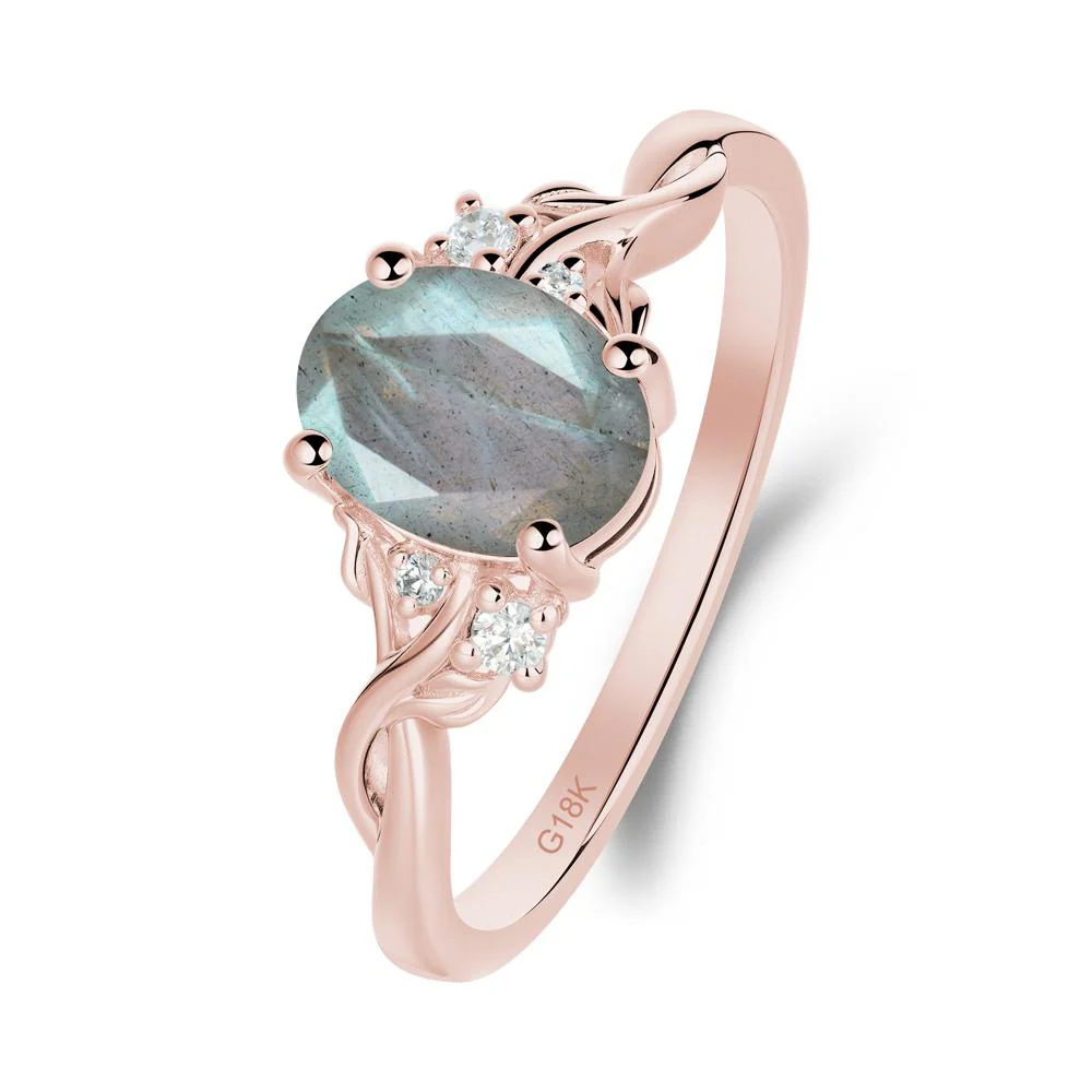 Twist Band Labradorite Leaf Ring - Image 7