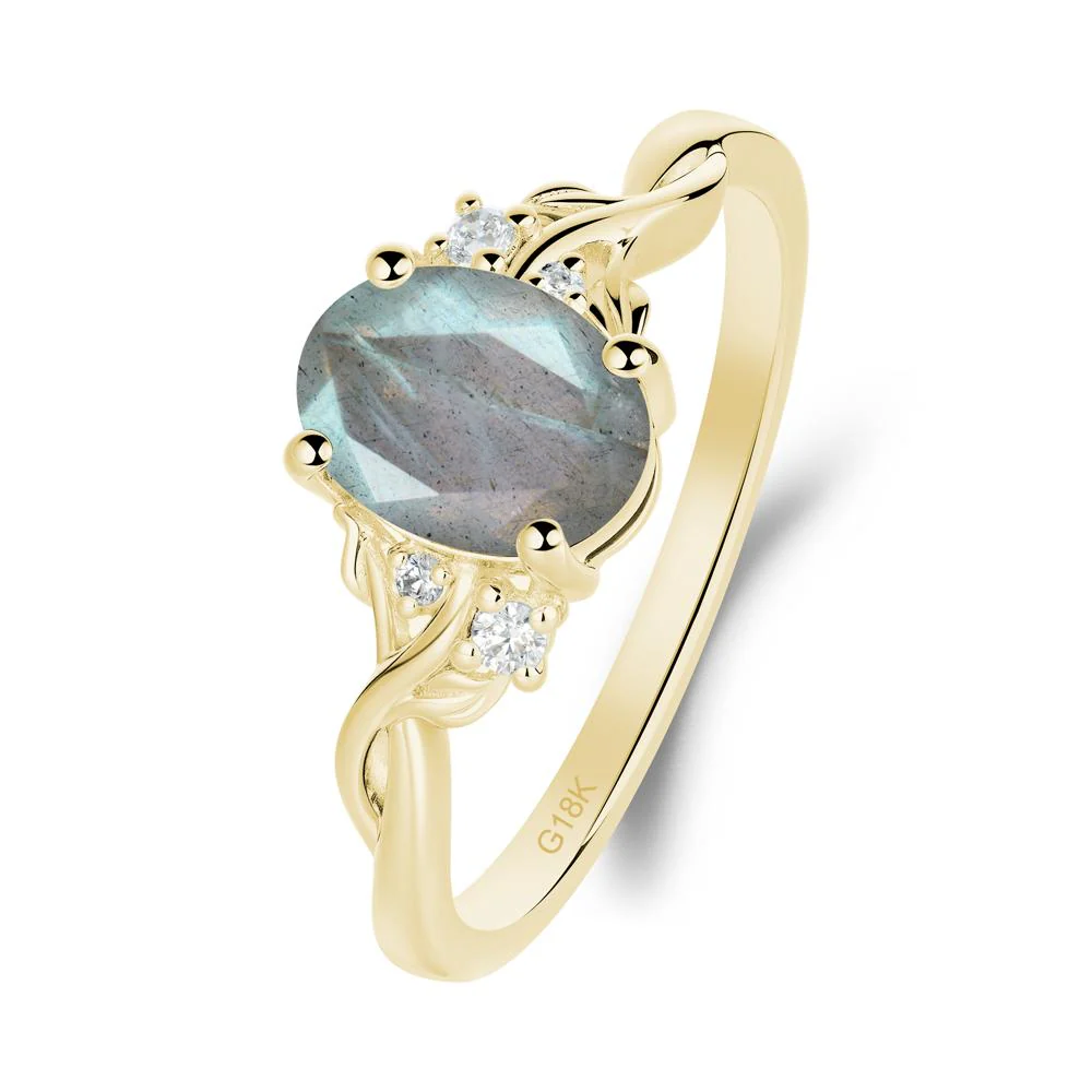Twist Band Labradorite Leaf Ring - Image 9
