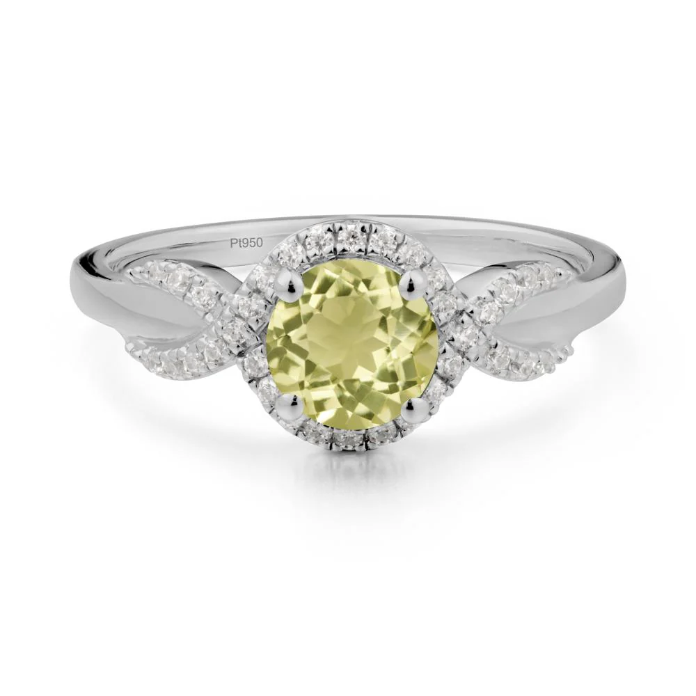 Twist Band Lemon Quartz Engagement Ring - Image 2