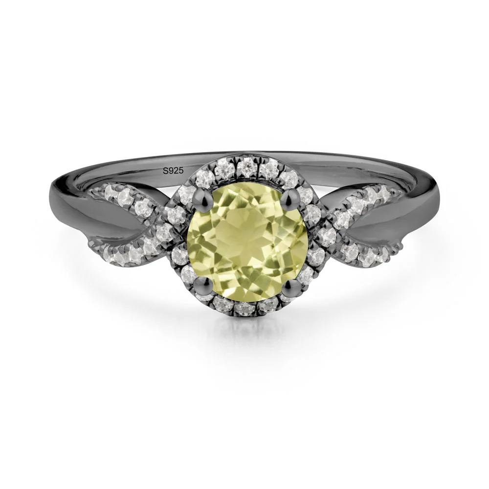 Twist Band Lemon Quartz Engagement Ring - Image 3