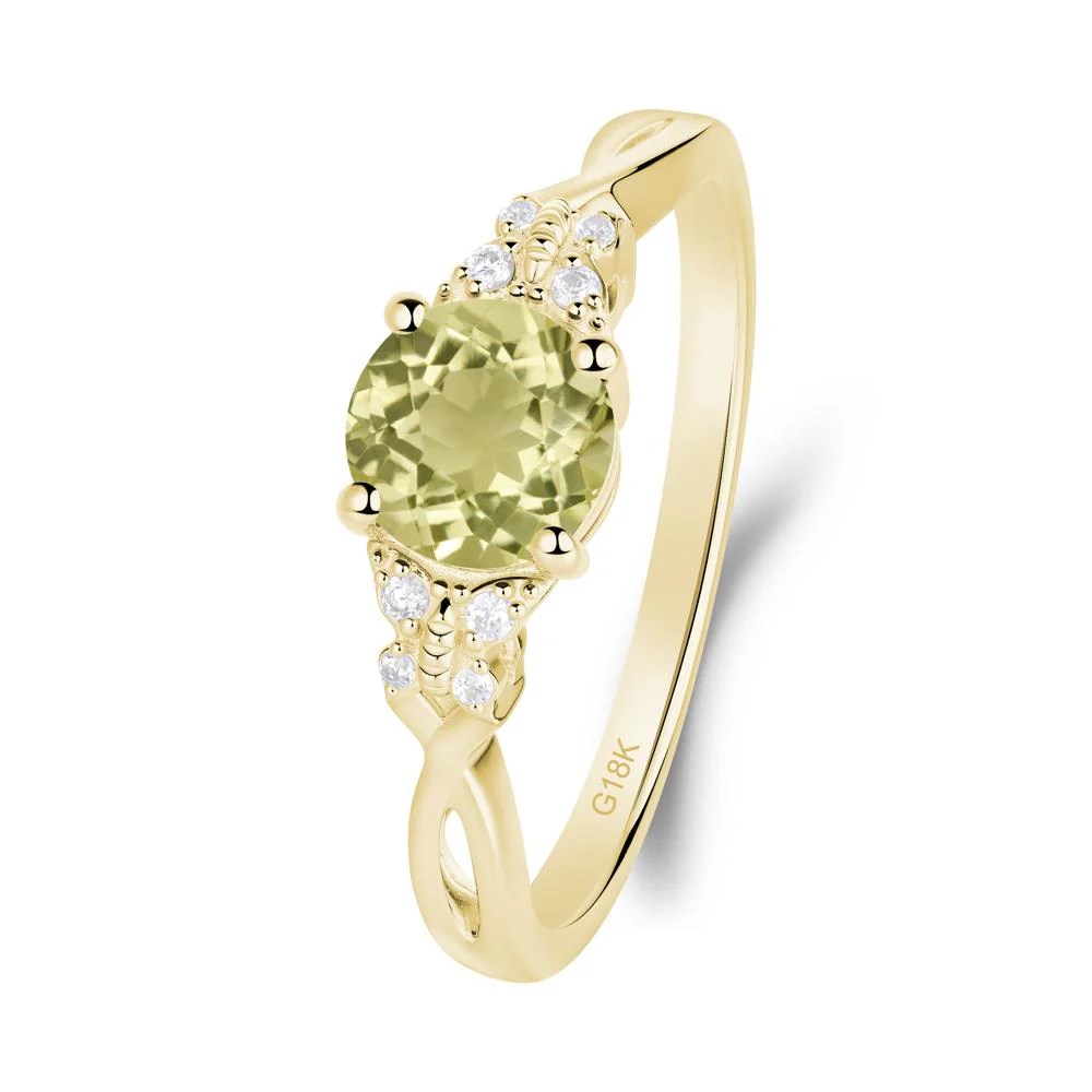 Twist Band Lemon Quartz Ring with Butterfly Accent - Image 3