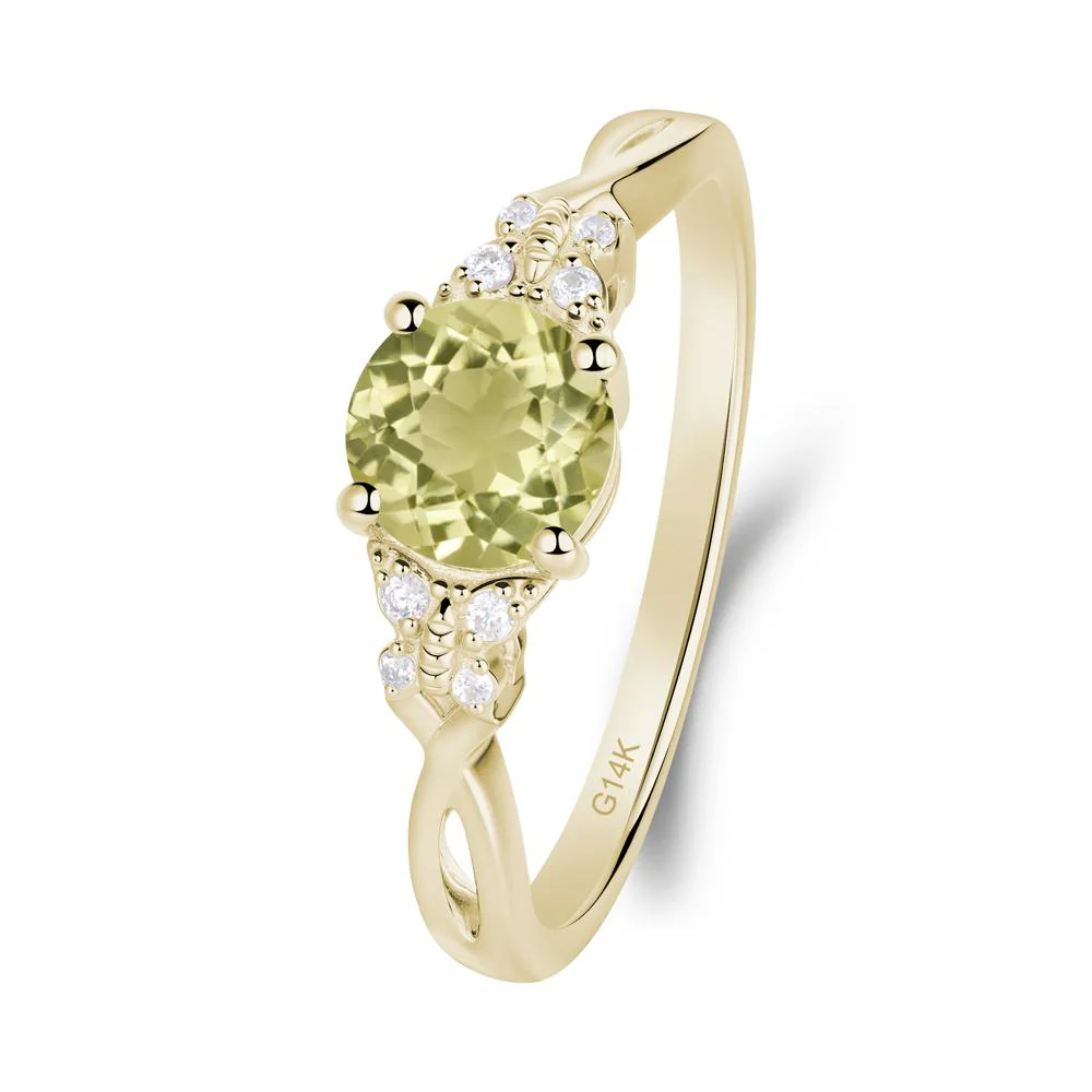 Twist Band Lemon Quartz Ring with Butterfly Accent - Image 6