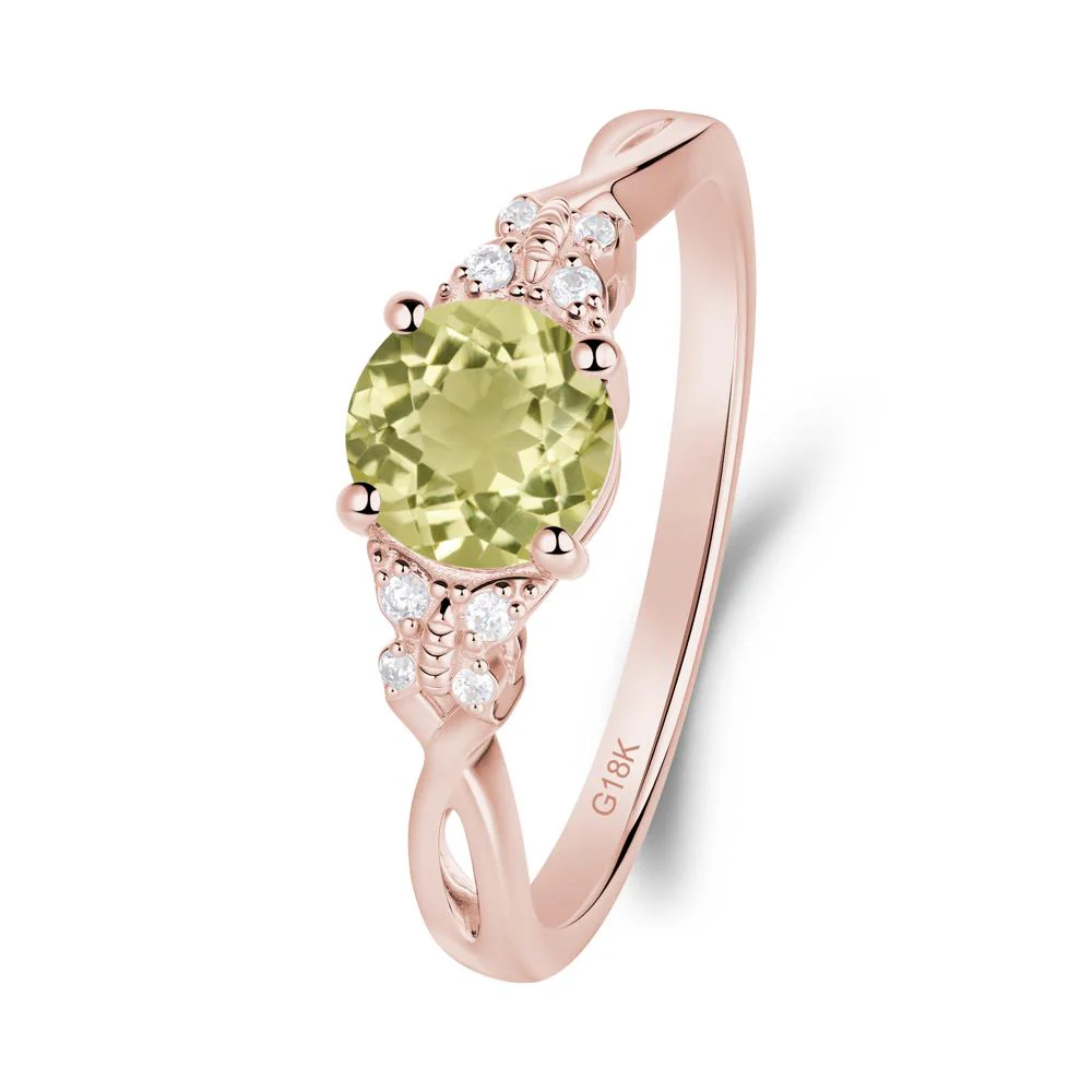 Twist Band Lemon Quartz Ring with Butterfly Accent - Image 7