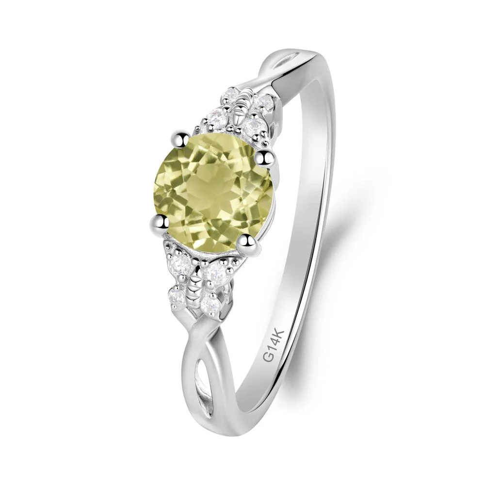Twist Band Lemon Quartz Ring with Butterfly Accent - Image 8
