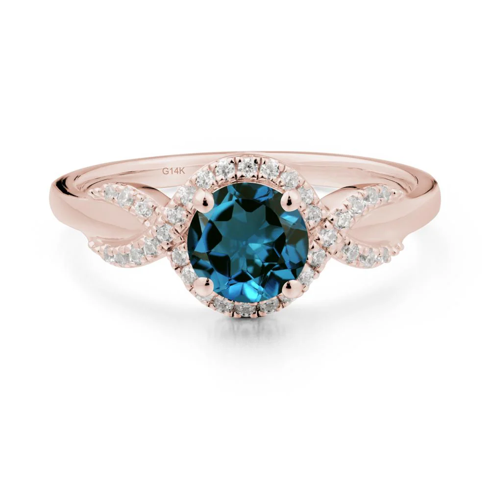 Twist Band London Blue Topaz Engagement Ring