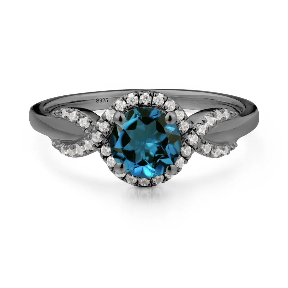 Twist Band London Blue Topaz Engagement Ring - Image 4