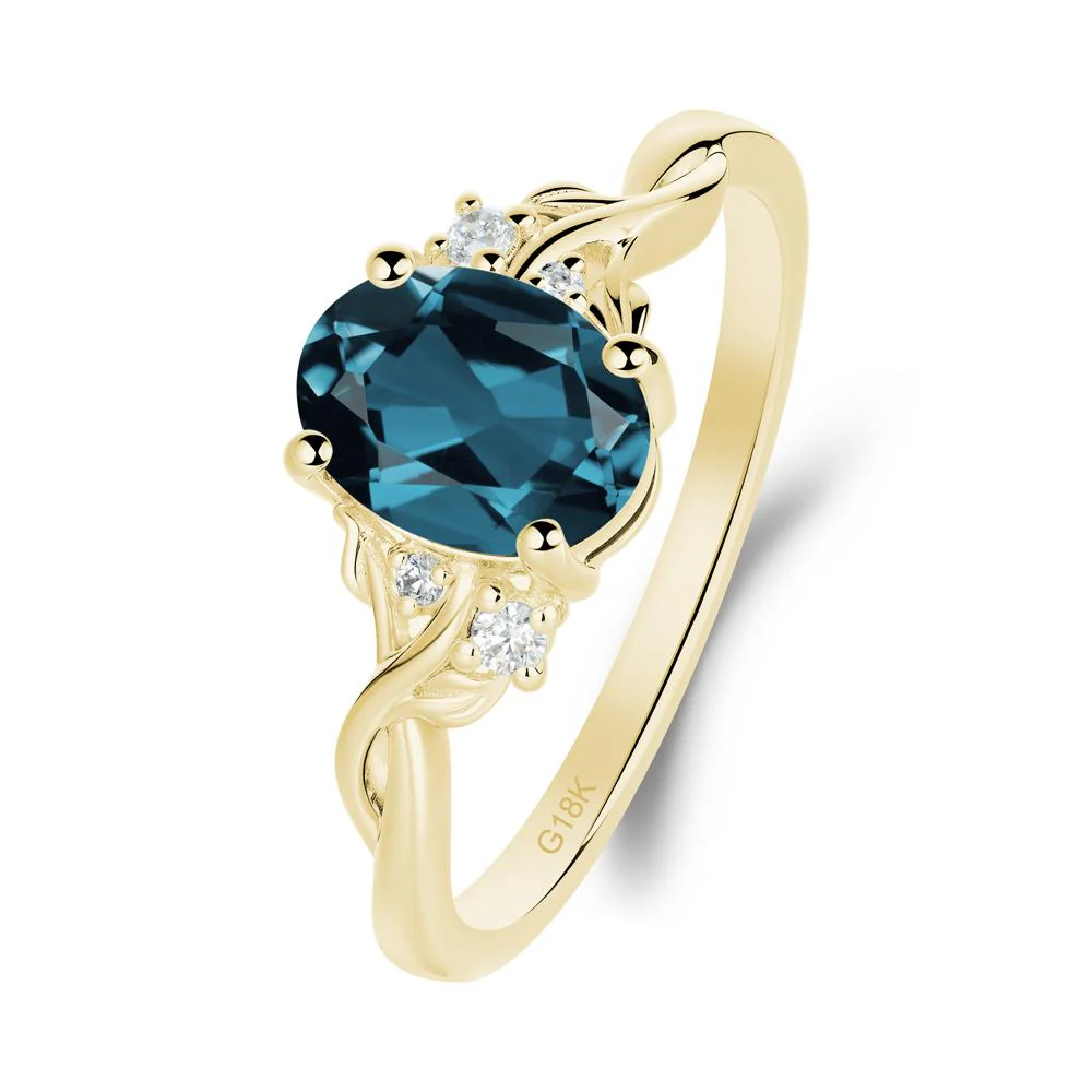 Twist Band London Blue Topaz Leaf Ring - Image 2