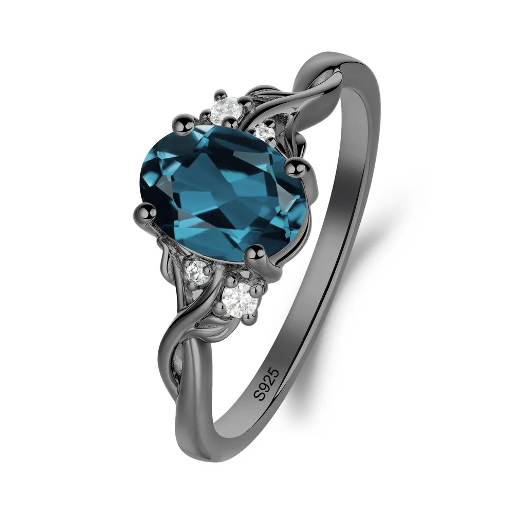 Twist Band London Blue Topaz Leaf Ring - Image 4