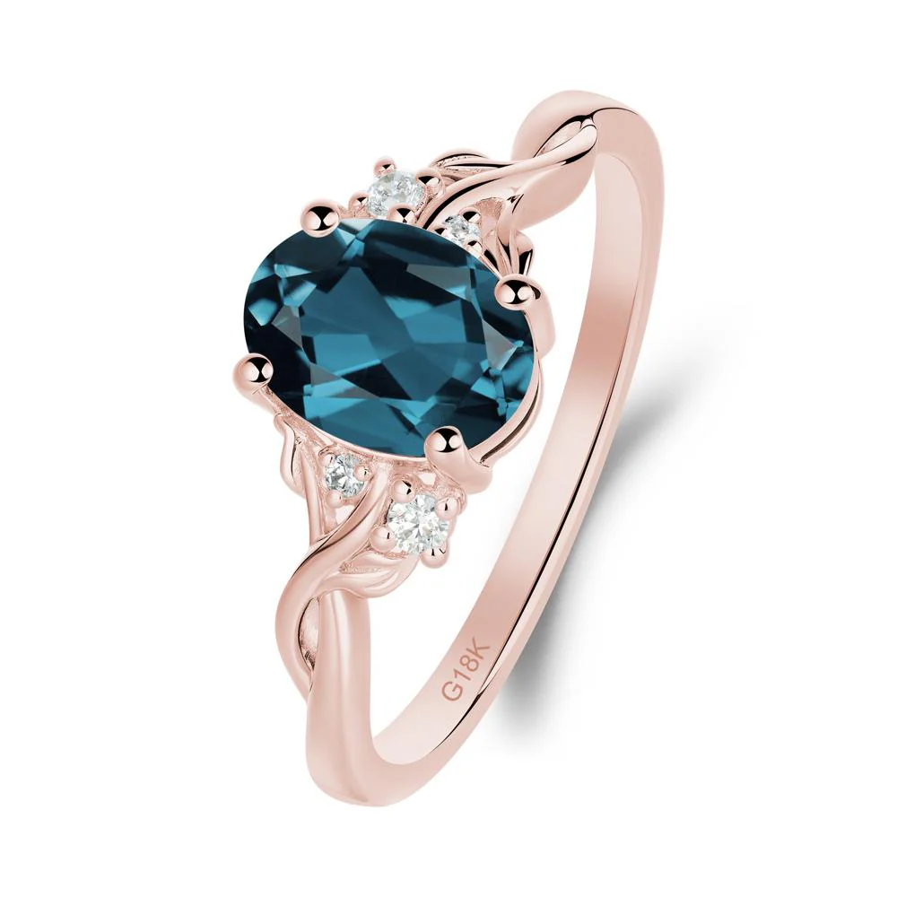 Twist Band London Blue Topaz Leaf Ring - Image 6