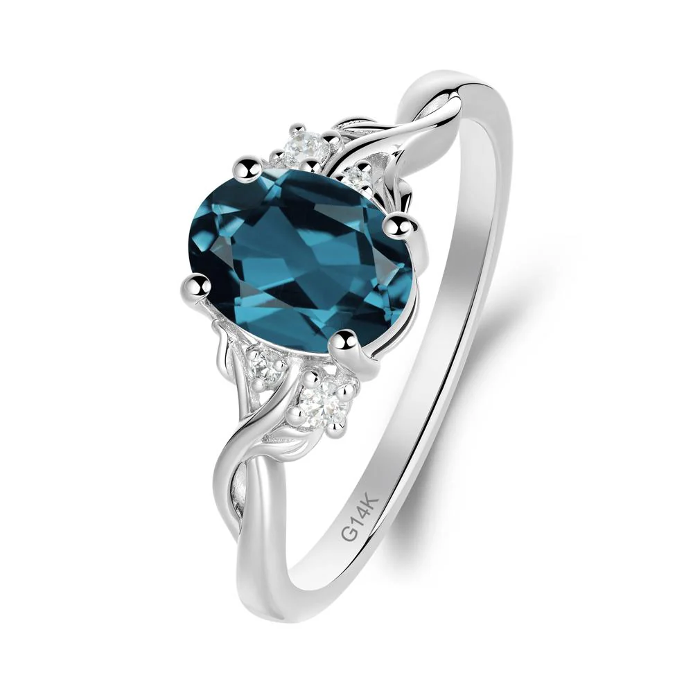 Twist Band London Blue Topaz Leaf Ring - Image 7
