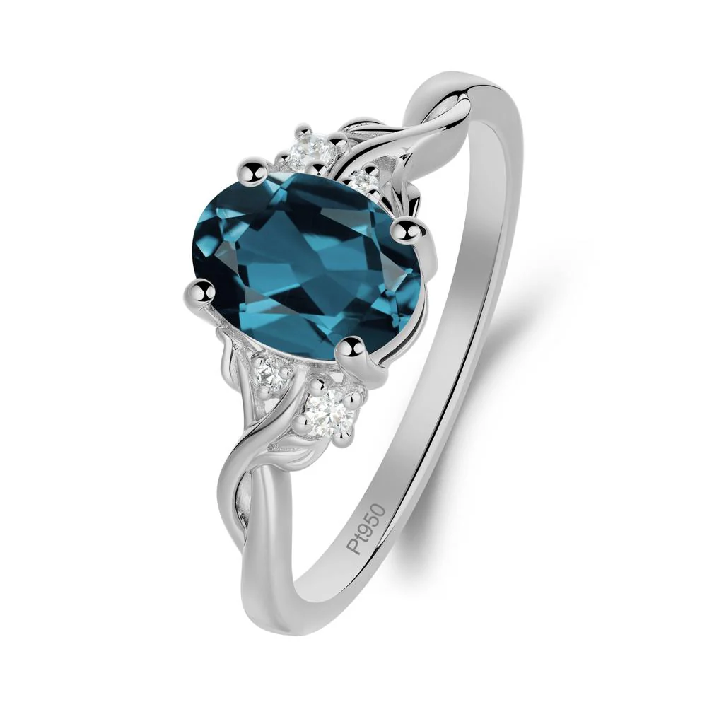 Twist Band London Blue Topaz Leaf Ring - Image 8