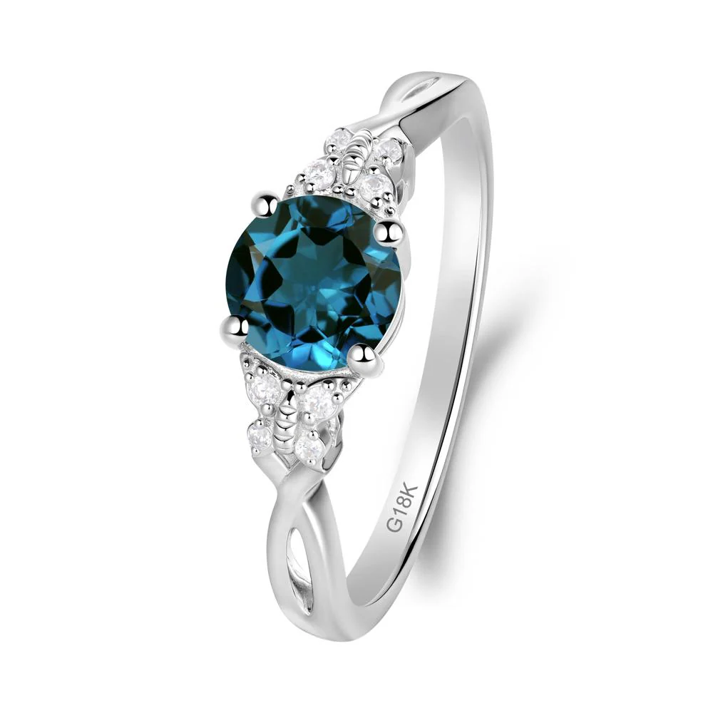 Twist Band London Blue Topaz Ring with Butterfly Accent - Image 3