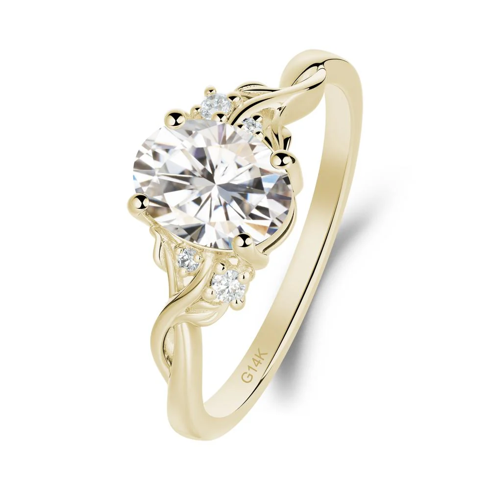 Twist Band Moissanite Leaf Ring