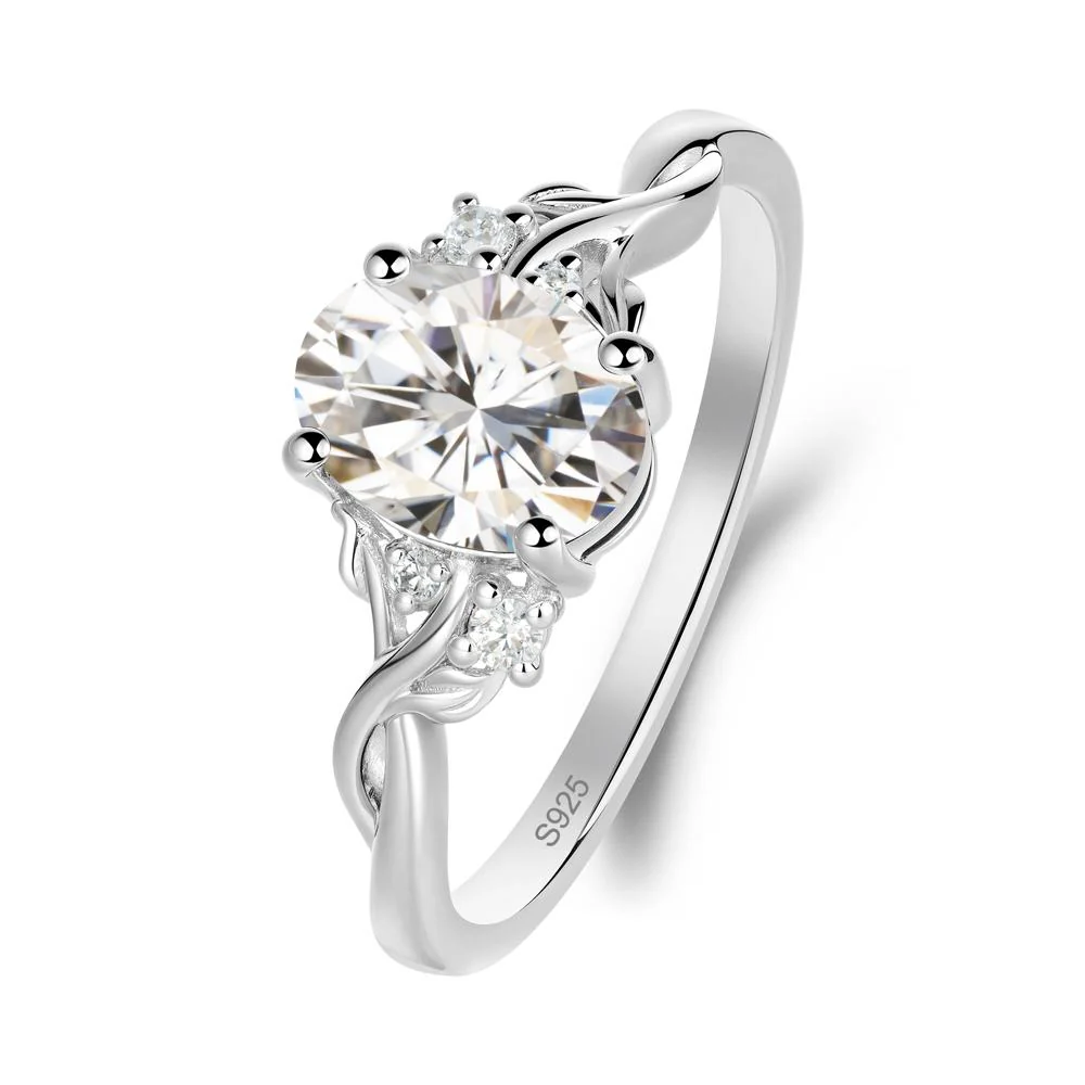 Twist Band Moissanite Leaf Ring - Image 2