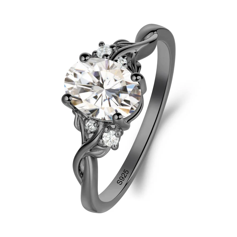 Twist Band Moissanite Leaf Ring - Image 3